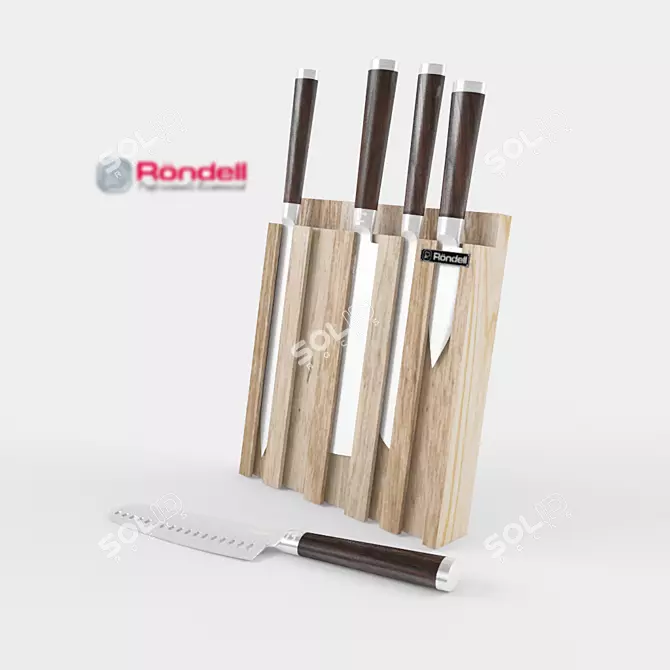 Sleek Rondell Knife Set 3D model image 1