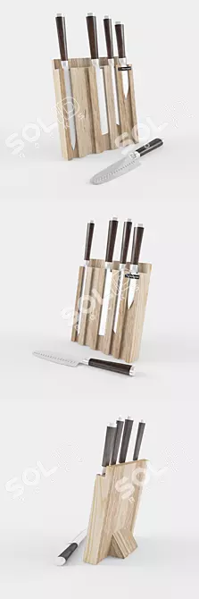 Sleek Rondell Knife Set 3D model image 2