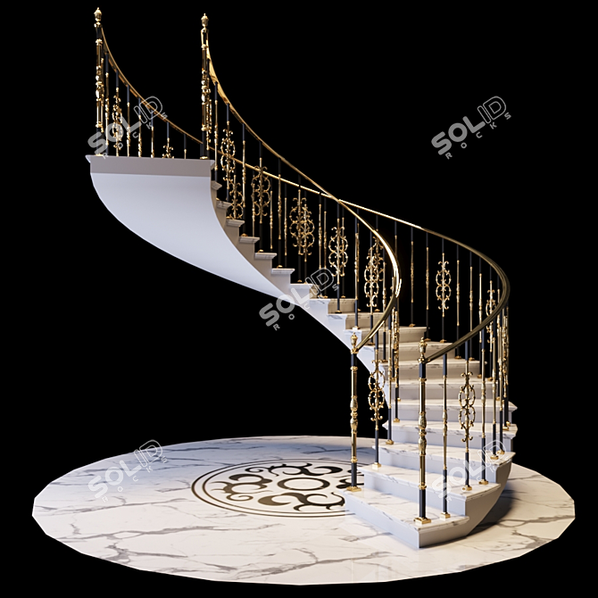 Elegant Handrail Staircase 3D model image 2