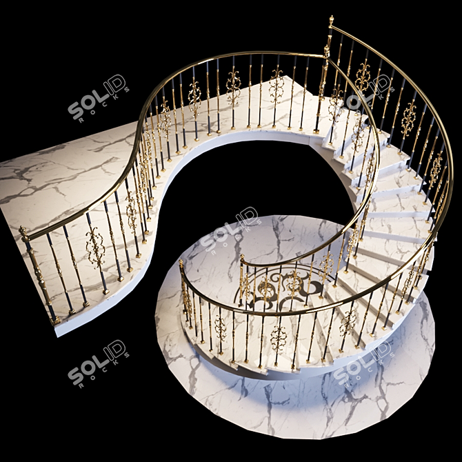 Elegant Handrail Staircase 3D model image 3