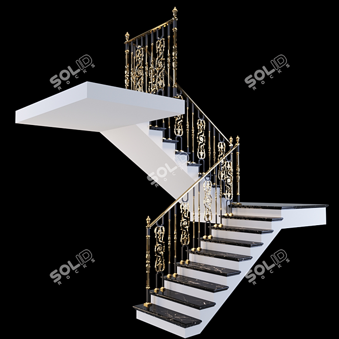 SecureStep Staircase with Handrails 3D model image 1
