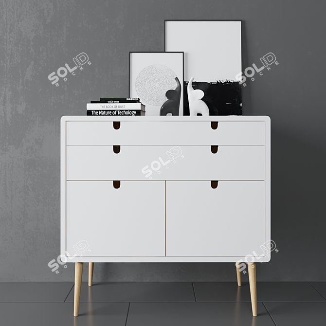 Solid Oak Dresser by Habitables 3D model image 1