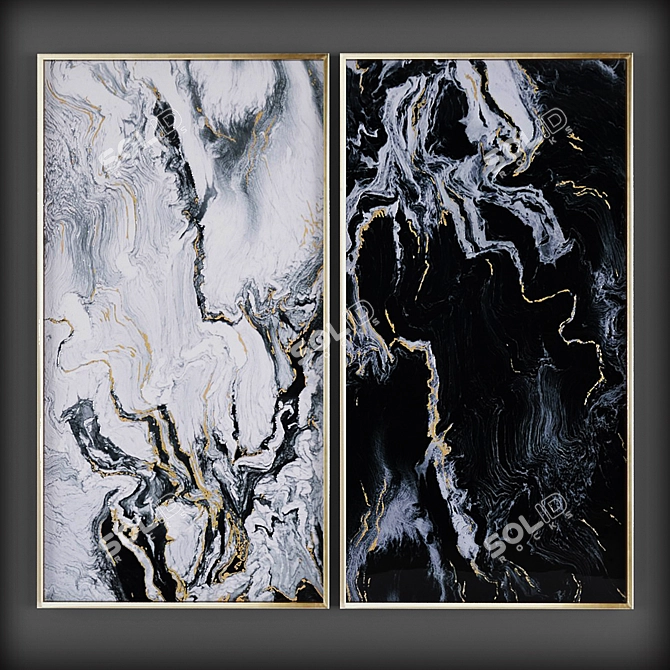 Elegant Marbled Wall Art Prints 3D model image 1