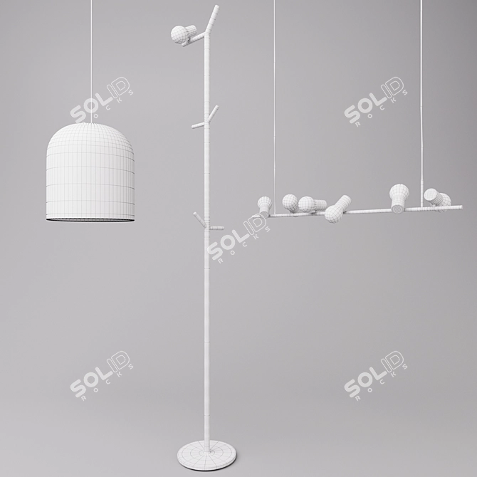 Elegant Avian Glow: Zhili Liu Bird Lamps 3D model image 3