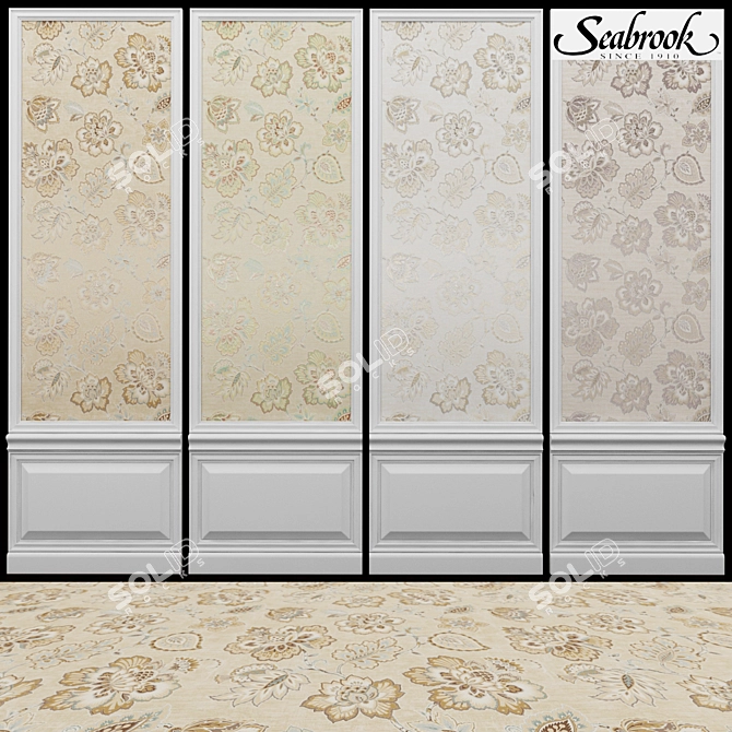 Seabrook Dorchester-1: USA-Made Acrylic Coated Wallpaper 3D model image 1