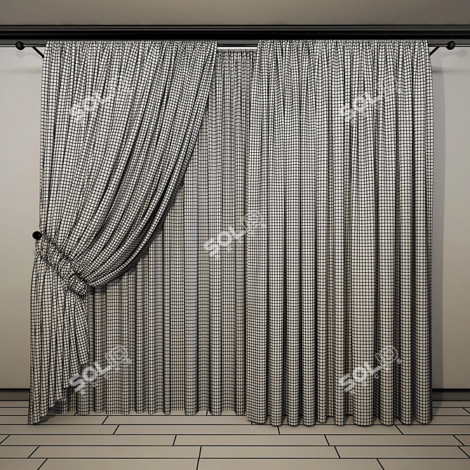 Shadow Double Curtain with Sheer 3D model image 2