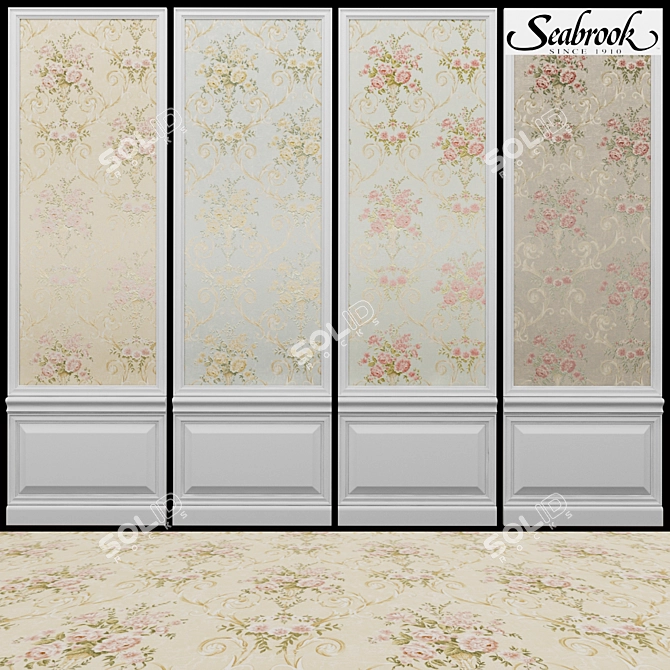 Seabrook Dorchester-4: Classic American Acrylic Coated Wallpaper 3D model image 1