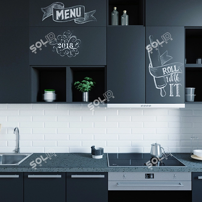 Elegant Modular Kitchen Solution 3D model image 2