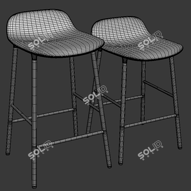 Sleek Form Stools: Versatile Seating 3D model image 3