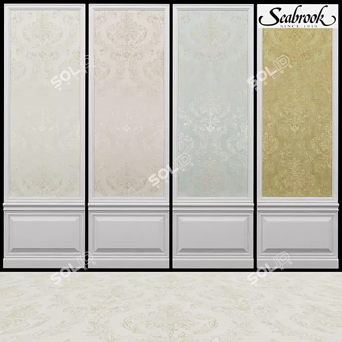 Seabrook Dorchester-6: Luxurious Acrylic Coated Wallpaper 3D model image 1