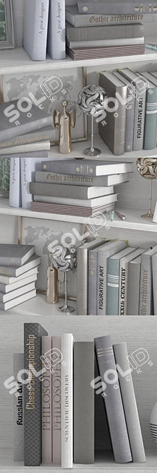 Bright-toned Shelf Books Set 3D model image 2