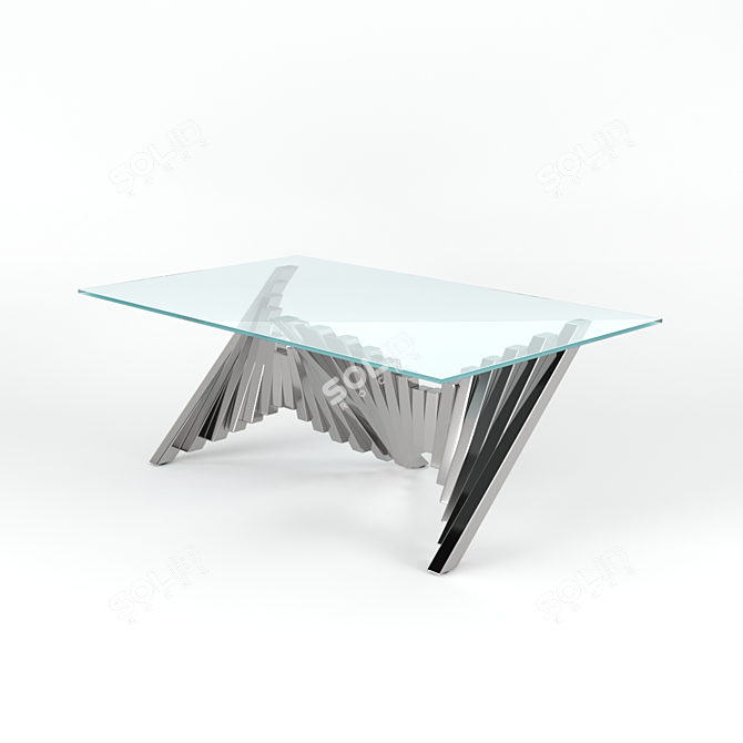 Sleek Steel Glass Coffee Table 3D model image 1