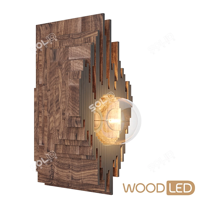 Avocado-Fourier Wall Sconce: Elegant Woodled Lighting 3D model image 2