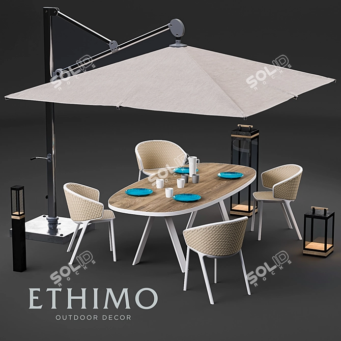 Outdoor Dining Set: Pluvia Collection by Ethimo 3D model image 1