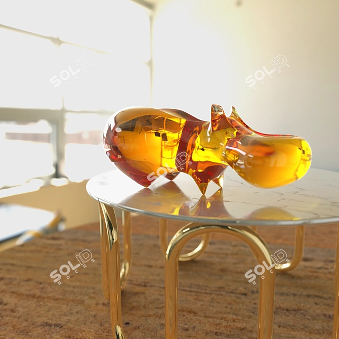 Vibrant Acrylic Hippo Sculpture 3D model image 2