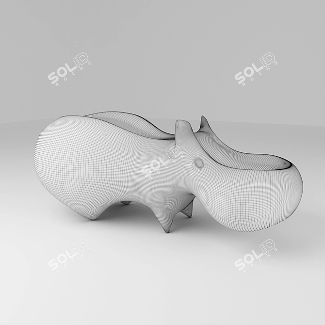 Vibrant Acrylic Hippo Sculpture 3D model image 3