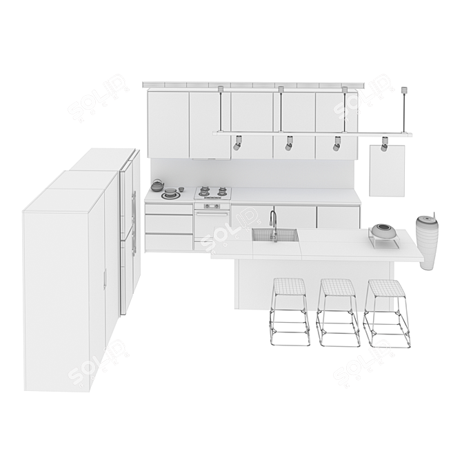 Modular Kitchen: Customizable & Space-saving 3D model image 2