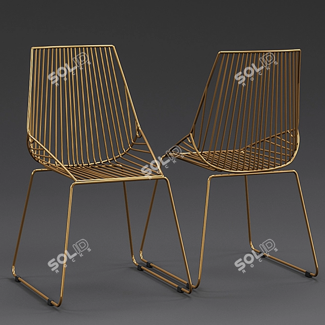 Gold Geometric Dining Chair 3D model image 1