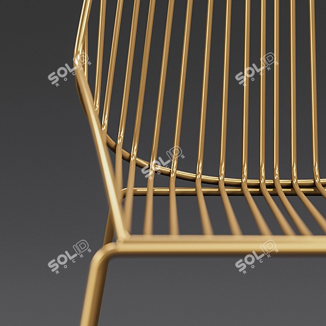 Gold Geometric Dining Chair 3D model image 2