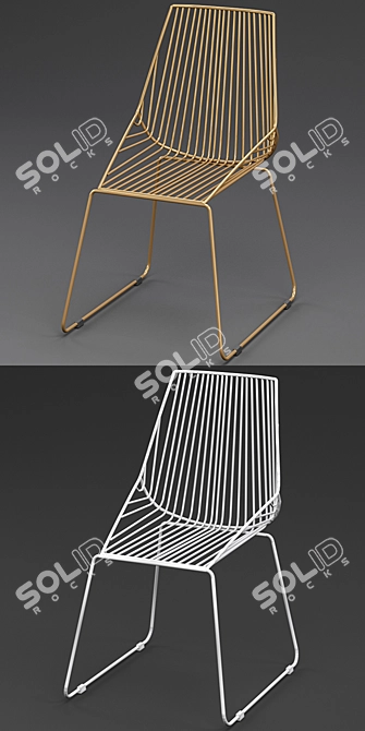 Gold Geometric Dining Chair 3D model image 3