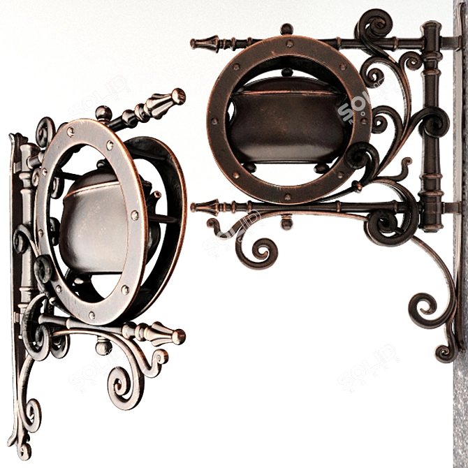 Artisanal Coffee Sign: Wrought Iron Elegance 3D model image 2