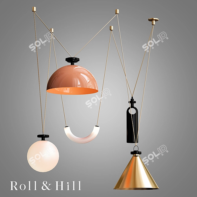 Modern Roll & Hill Chandelier 3D model image 1