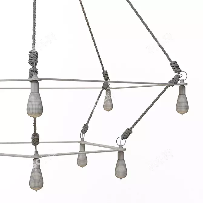 Industrial Loft Edison Rope Chandelier (H-2590, R-770) 3D model image 3