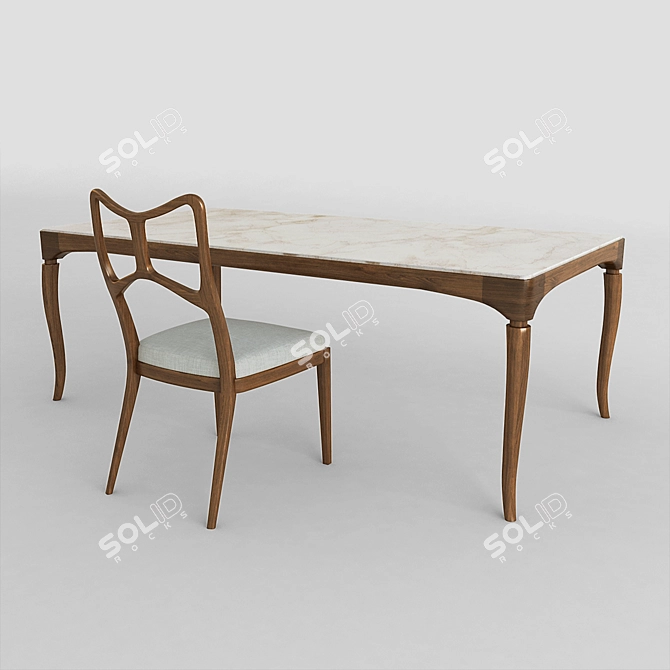 Elegant Dining Set: TINO Table with Natalina Chair 3D model image 1