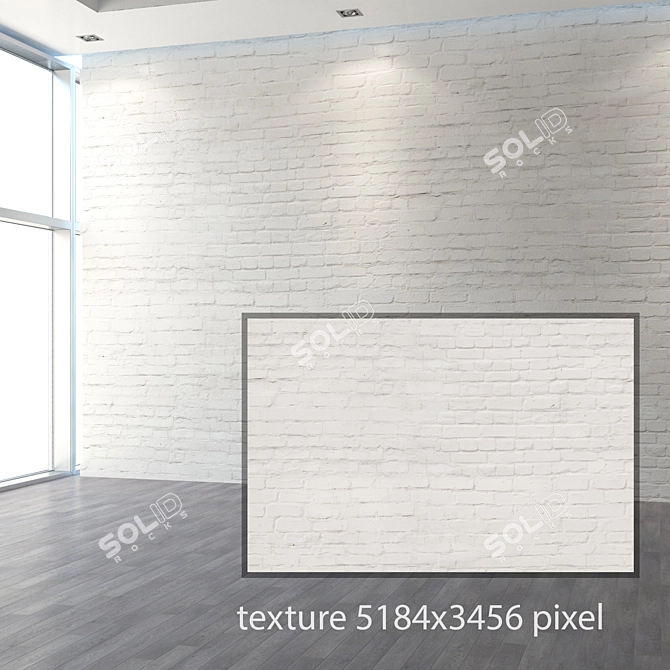 Title: Vintage White Brick Texture 3D model image 2