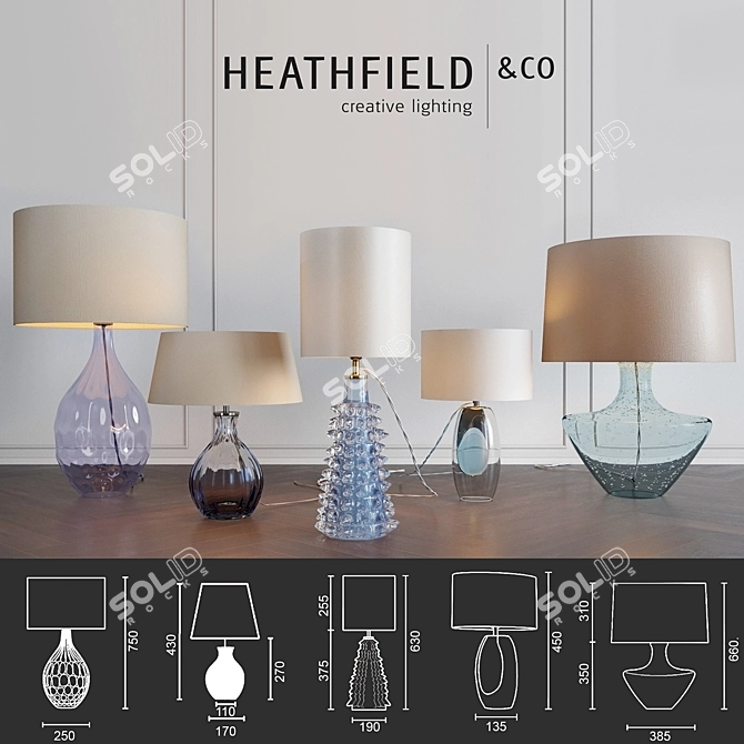 Elegant Blue Lamp Set - Heathfield & Co 3D model image 1