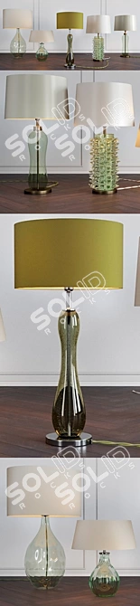 Heathfield & Co Green Table Lamps Set 3D model image 2