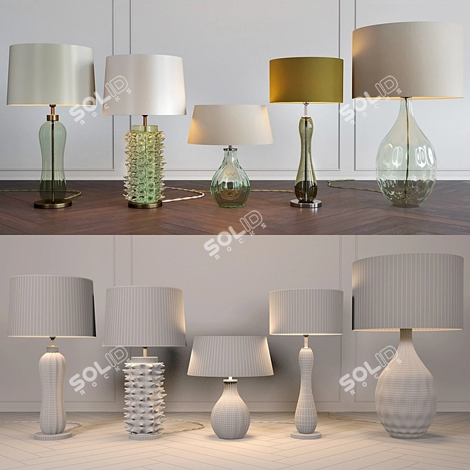 Heathfield & Co Green Table Lamps Set 3D model image 3