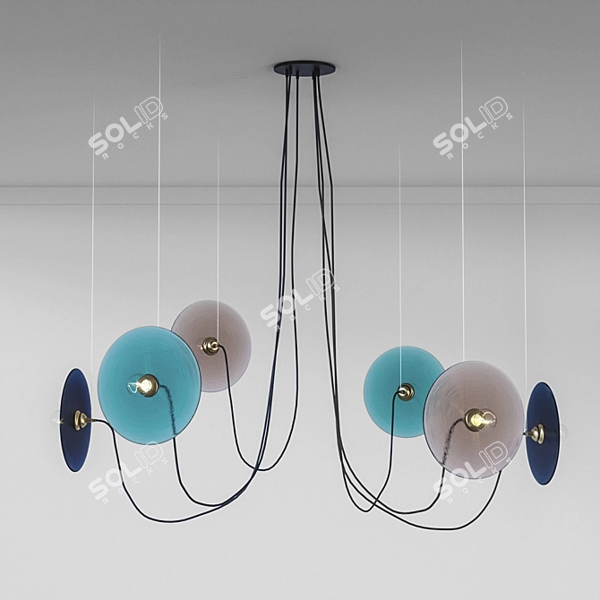 Fest Pendant: Stunning Metal and Glass Lamp 3D model image 1