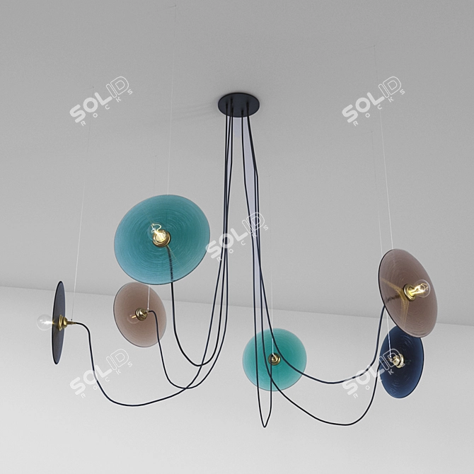 Fest Pendant: Stunning Metal and Glass Lamp 3D model image 2