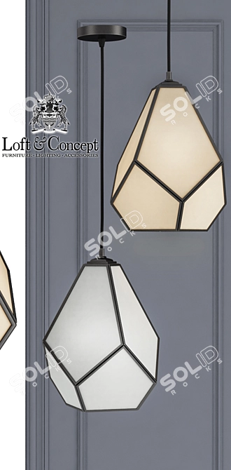 Milk Glass Geometry Chandelier 3D model image 2