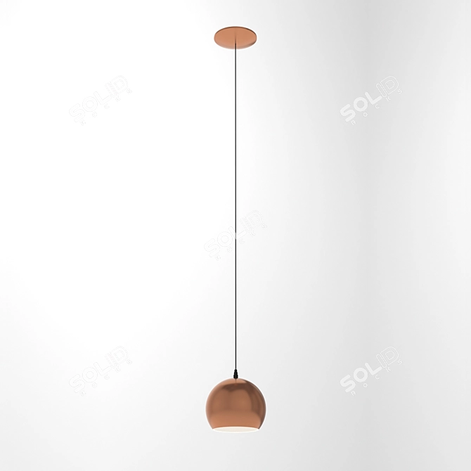 Elegant LED Suspension Light: Steel & Copper Finish 3D model image 1