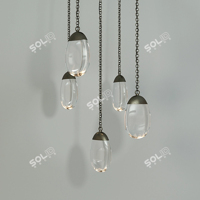 Celestial Pebble Chandelier: Enchanting Illumination 3D model image 2