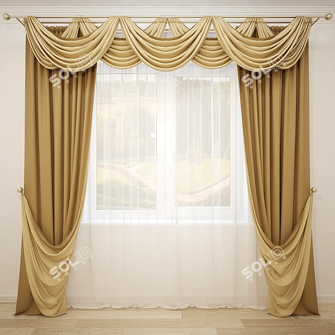 Corner-Tie Shadow Curtains 3D model image 1