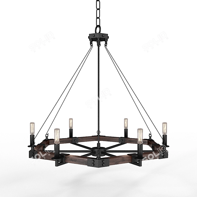 Sleek Blacksmith Metal Chandelier 3D model image 1