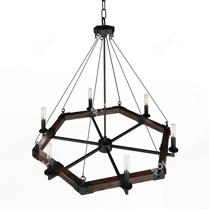 Sleek Blacksmith Metal Chandelier 3D model image 2