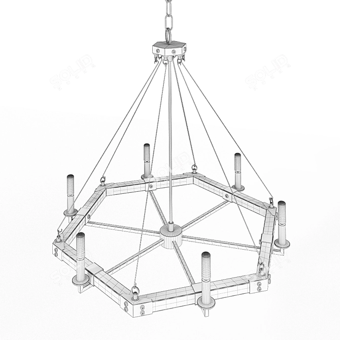 Sleek Blacksmith Metal Chandelier 3D model image 3