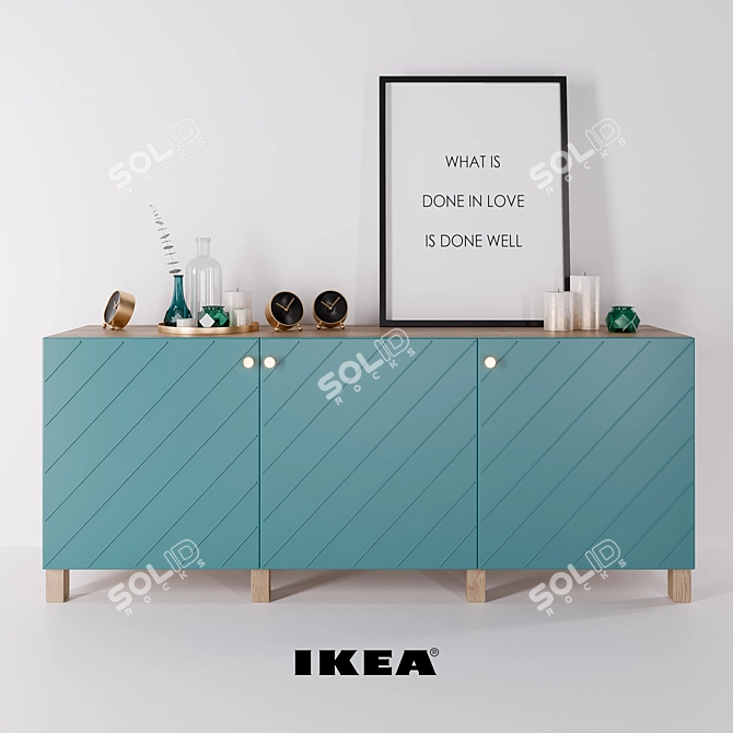 IKEA BESTÅ Hallstavik Storage Unit + Decor Set 3D model image 1