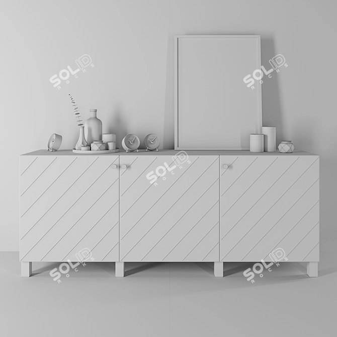 IKEA BESTÅ Hallstavik Storage Unit + Decor Set 3D model image 3