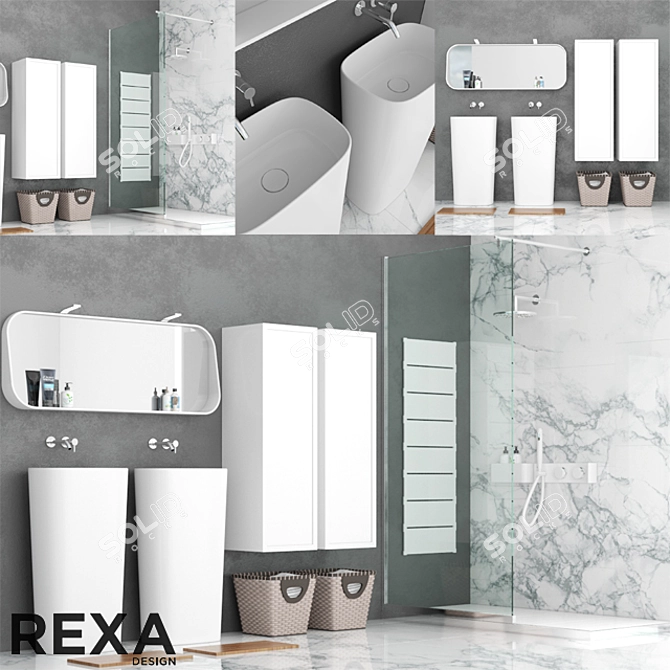 Elegant Bathroom Set: REXA Design 3D model image 1