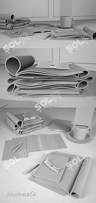 Decorative Journal Set: Polys 86 510 3D model image 3