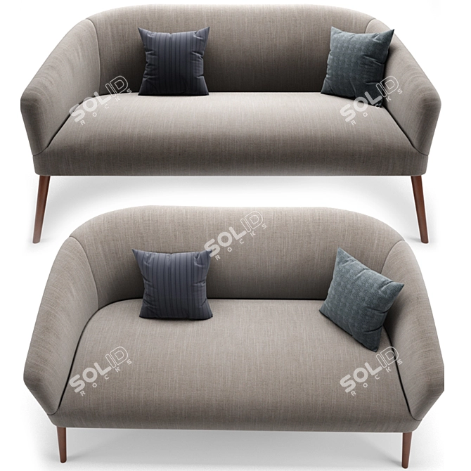 Pomeroy Barrel Sofa: Stylish Comfort 3D model image 1