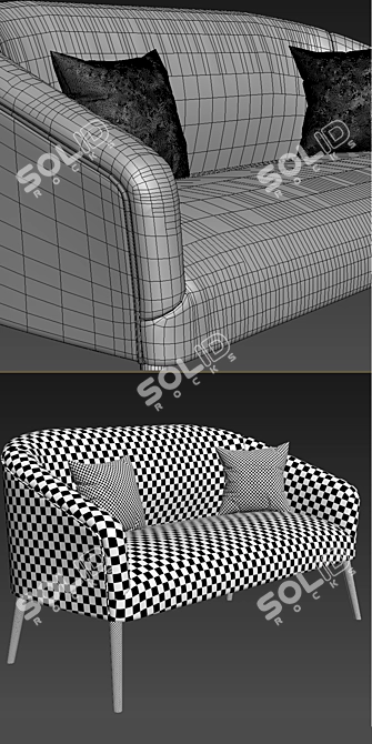 Pomeroy Barrel Sofa: Stylish Comfort 3D model image 3