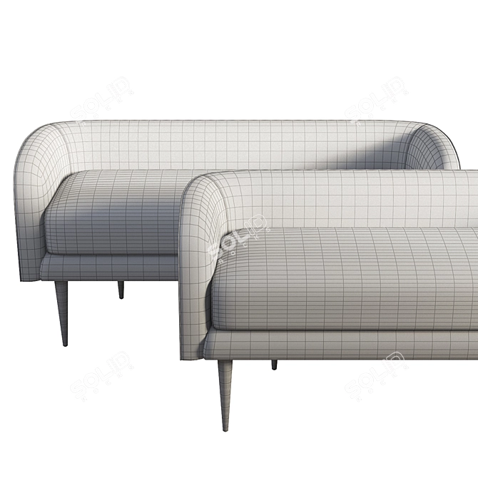 Italian-Inspired Celine Bench: Elegant Curves & Sleek Legs 3D model image 2