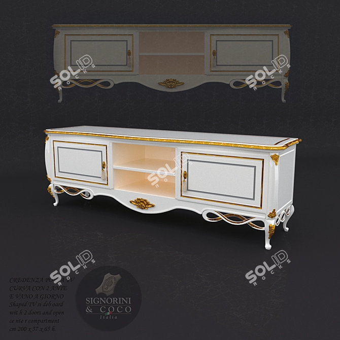 Sleek Italian Design TV Stand 3D model image 1