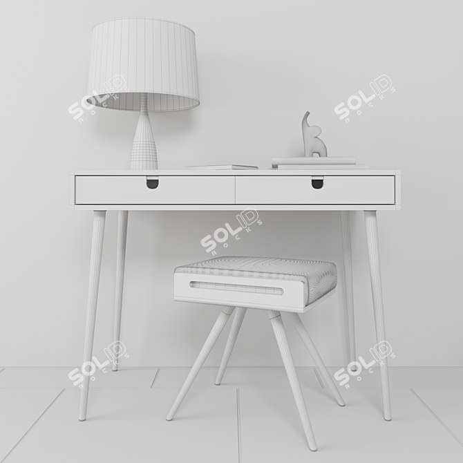 Oak Desk Set: Elegant, Functional & Decorative 3D model image 3